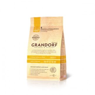 Grandorf 4 Meat & Brown Rice Sterilized Сухой корм “Четыре вида мяса и бурый рис” для кастрированных и пожилых кошек