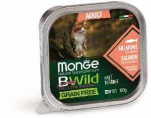 Monge Cat BWild GRAIN FREE беззерновые консервы из лосося с овощами для взрослых кошек