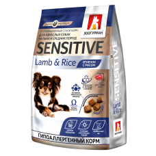 Полнорационный сухой корм для взрослых собак мелких и средних пород Sensitive, Ягненок с рисом/Lamb&Rice