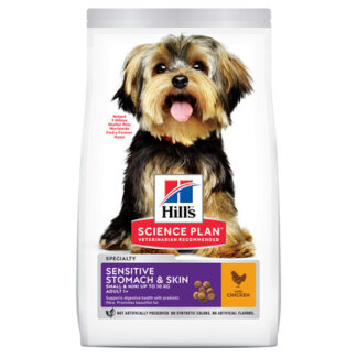 Корм Hill's Science Plan сухой корм для взрослых собак мелких пород с чувствительной кожей и/ или пищеварением, с курицей