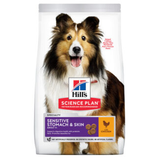 Корм Hill's Science Plan сухой корм для взрослых собак средних пород с чувствительной кожей и/ или пищеварением, с курицей