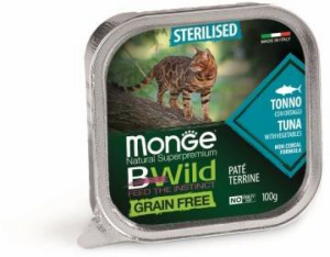 Monge Cat BWild GRAIN FREE беззерновые консервы из тунца с овощами для стерилизованных кошек
