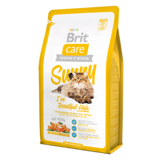 Brit Care Sunny Beautiful Hair с лососем и рисом для кошек, шерсть которых требует ухода