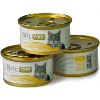 Консервы суперпремиум класса для кошек BRIT Care Куриная грудка и сыр