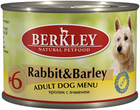 Berkley консервы для собак с кроликом и ячменем