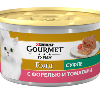 Gourmet Голд влажный корм Суфле с овощами для кошек, с форелью и томатами