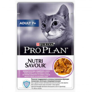PRO PLAN® NUTRISAVOUR® Adult 7+ для кошек старше 7 лет, с индейкой в соусе