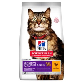 Сухой корм Hill's Science Plan Sensitive Stomach & Skin для взрослых кошек с чувствительным пищеварением и кожей, с курицей