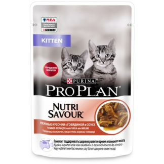 Pro Plan влажный корм Nutri Savour для котят, с говядиной в соусе