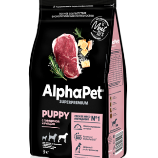 AlphaPet c говядиной и рубцом для щенков до 6 месяцев, беременных и кормящих собак крупных пород
